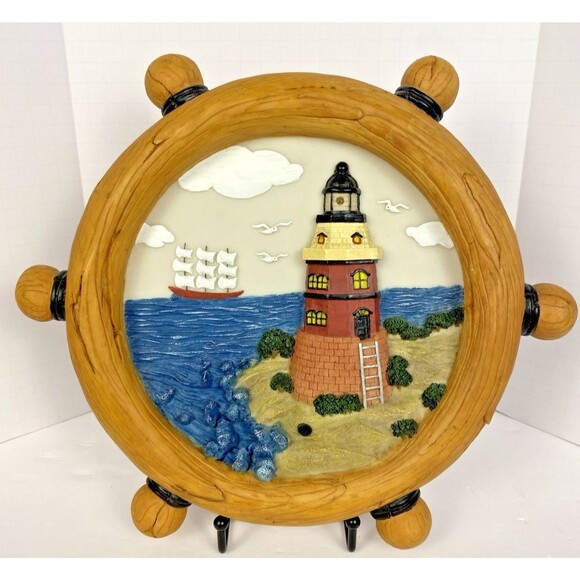 Harbors Edge Collection Ship Wheel Lighthouse w/Motion Sensor Light & Sound Vid - Picture 1 of 10